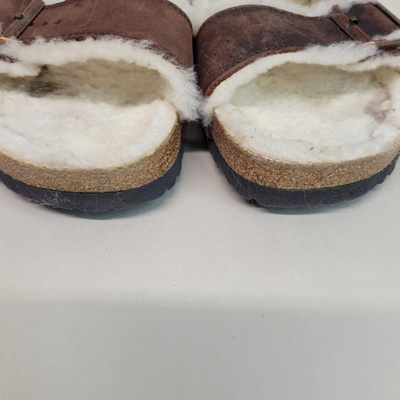 Birkenstock Size 11 Arizona Shearling Two Strap Sandals Sherpa Lined - Picture 7 of 7